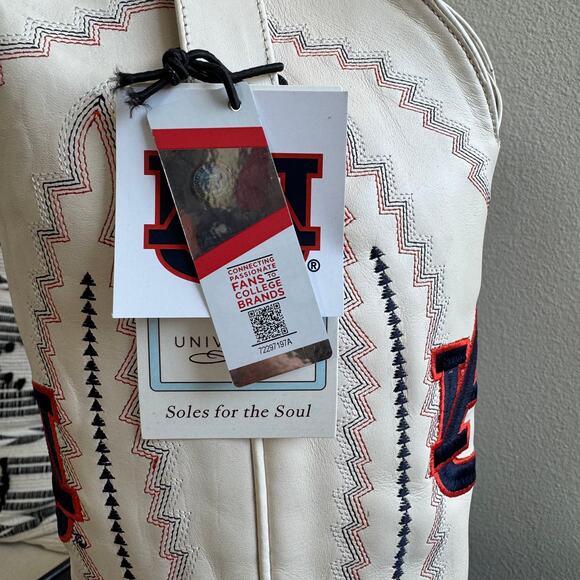 Vaccari Women's Naomi Western Game Day Leather Boots Auburn Tigers -Bone Size 9 - Picture 6 of 16